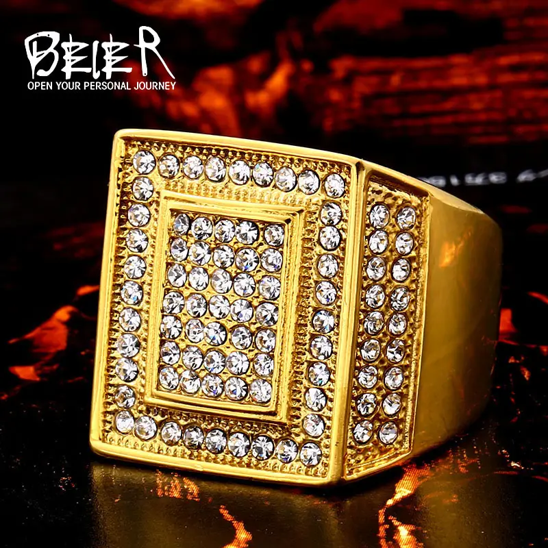 Beier Men's Gold Plated Diamond Ring Wholesale Cross-Border Fashion - Image 2