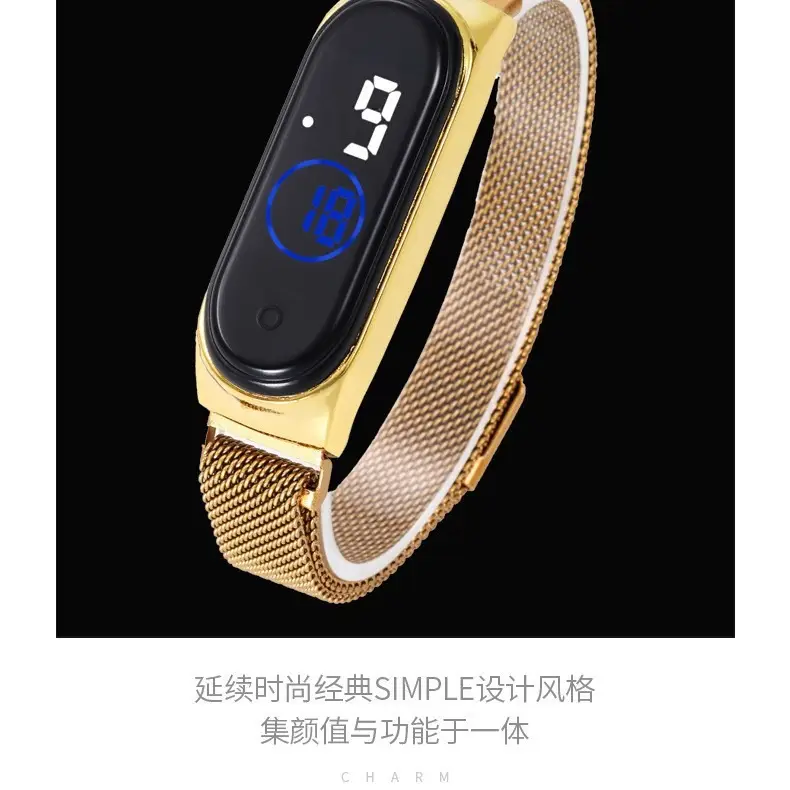 Digital LED Watch Gold Magnetic Waterproof Student Sports Wear - Image 8