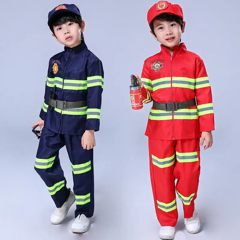 Kids Firefighter Suit Red Blue Performance Kids Clothing - Image 12