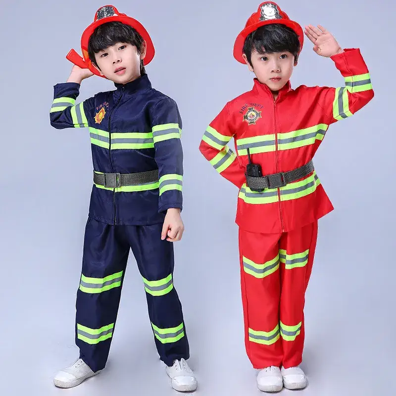 Kids Firefighter Suit Red Blue Performance Kids Clothing - Image 13
