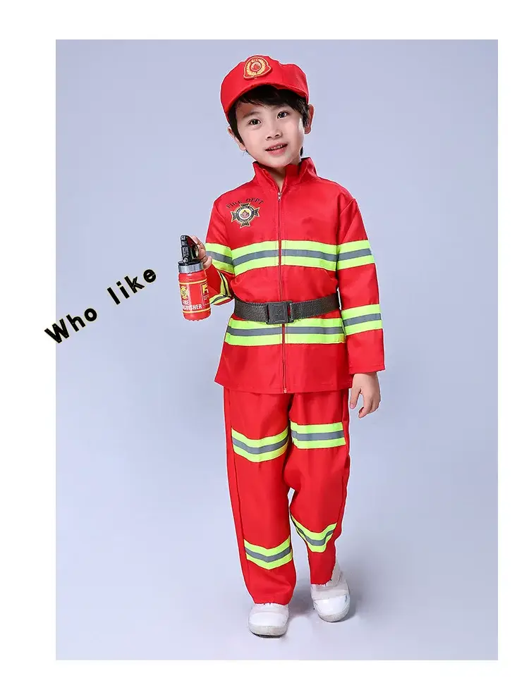 Kids Firefighter Suit Red Blue Performance Kids Clothing — feature 10
