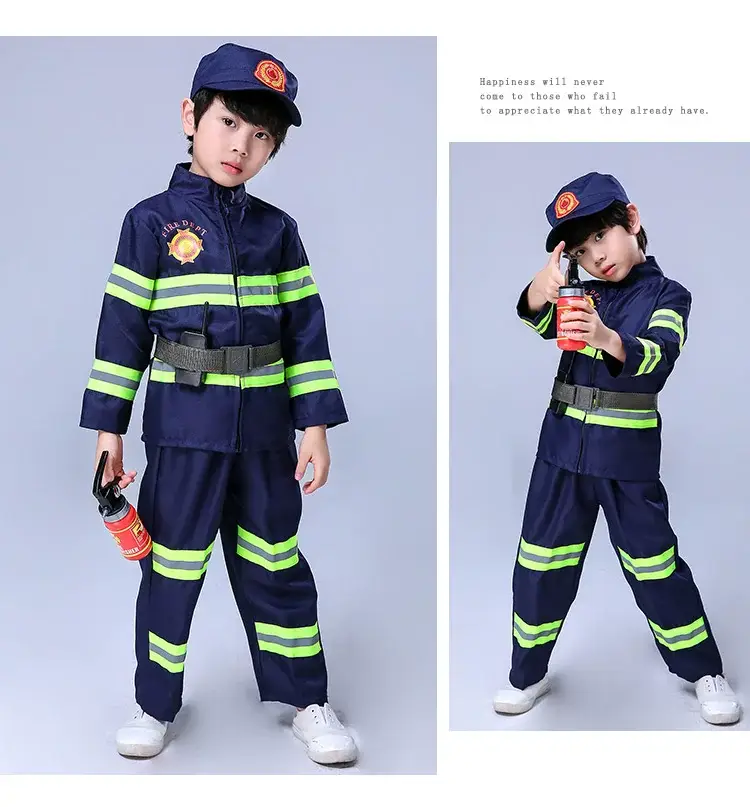 Kids Firefighter Suit Red Blue Performance Kids Clothing — feature 13