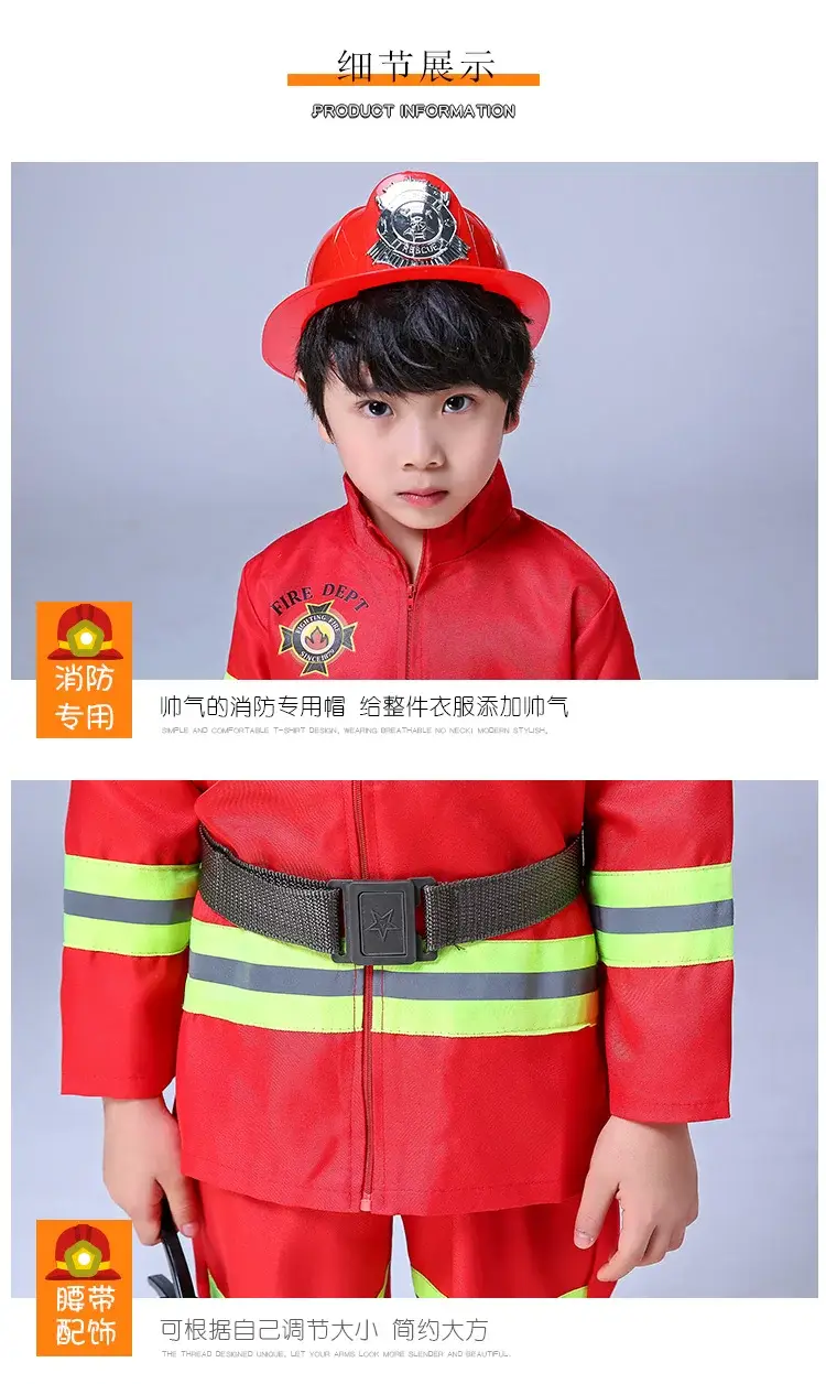 Kids Firefighter Suit Red Blue Performance Kids Clothing — feature 5