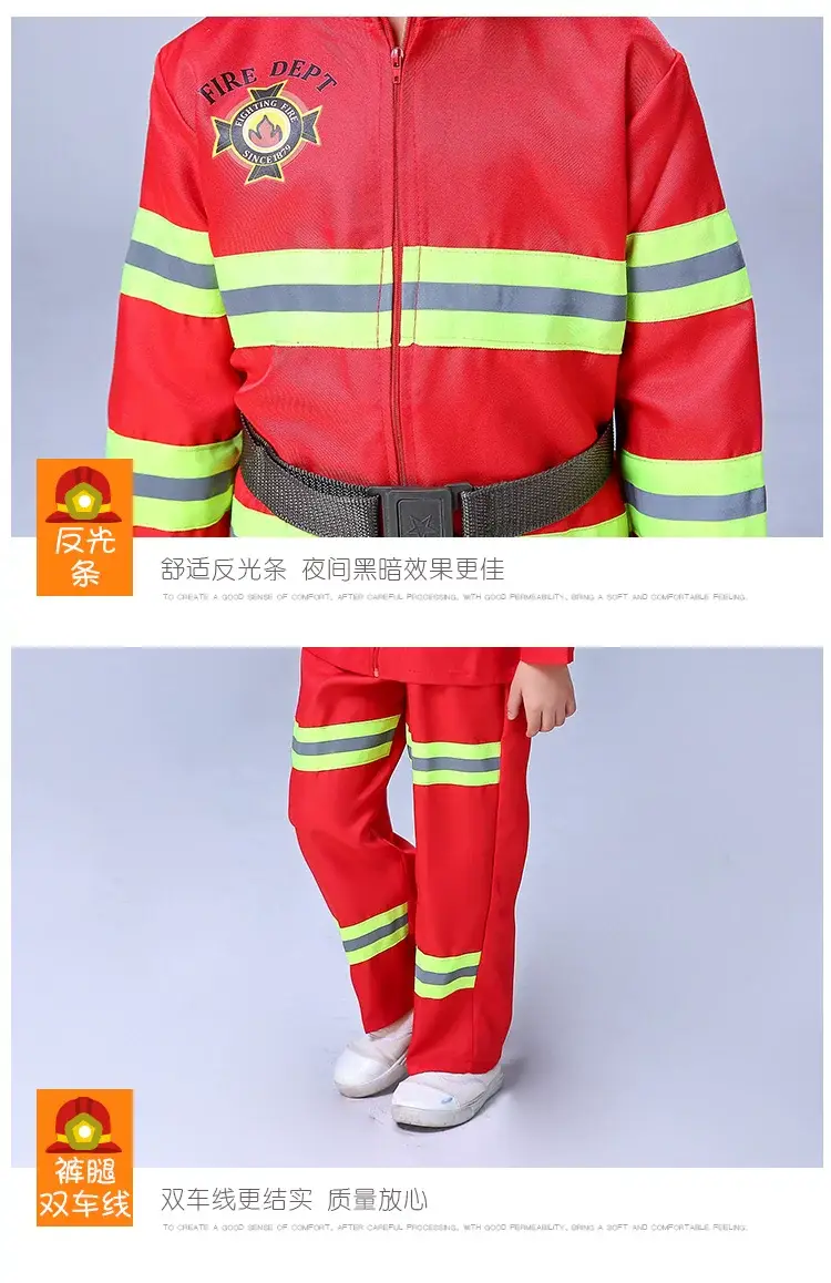 Kids Firefighter Suit Red Blue Performance Kids Clothing — feature 6