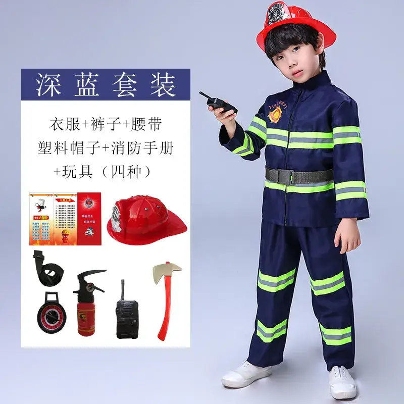 Kids Firefighter Suit Red Blue Performance Kids Clothing - Image 10