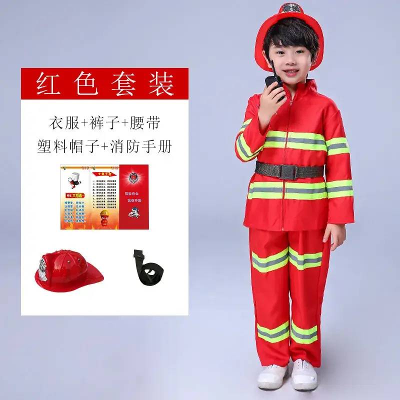 Kids Firefighter Suit Red Blue Performance Kids Clothing - Image 3