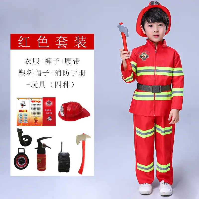 Kids Firefighter Suit Red Blue Performance Kids Clothing - Image 4