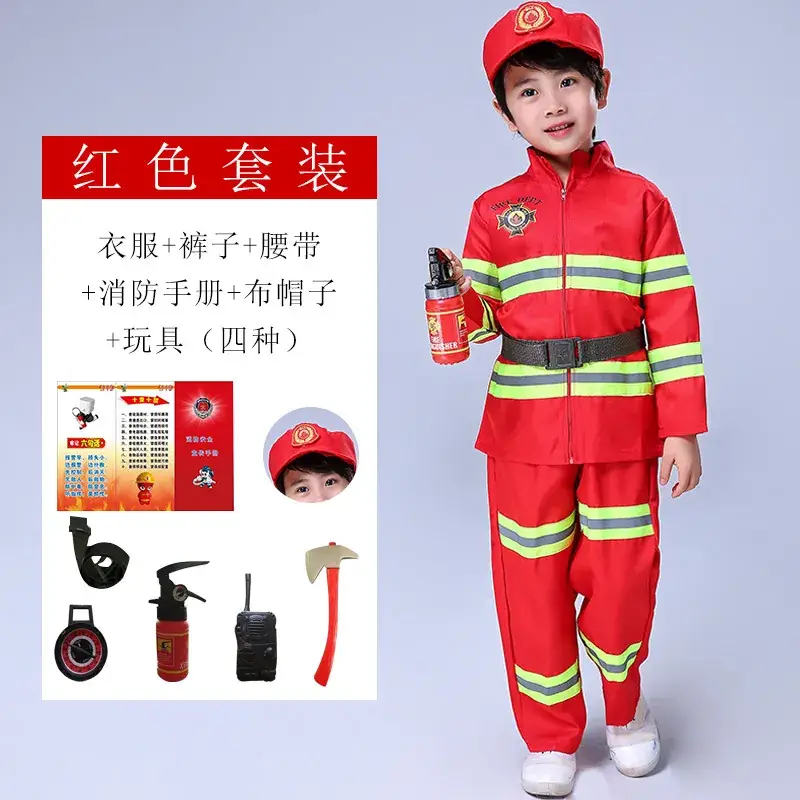 Kids Firefighter Suit Red Blue Performance Kids Clothing - Image 5