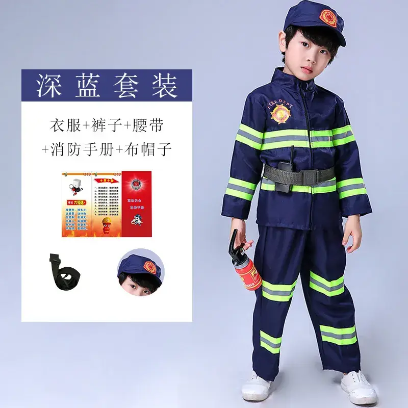 Kids Firefighter Suit Red Blue Performance Kids Clothing - Image 7