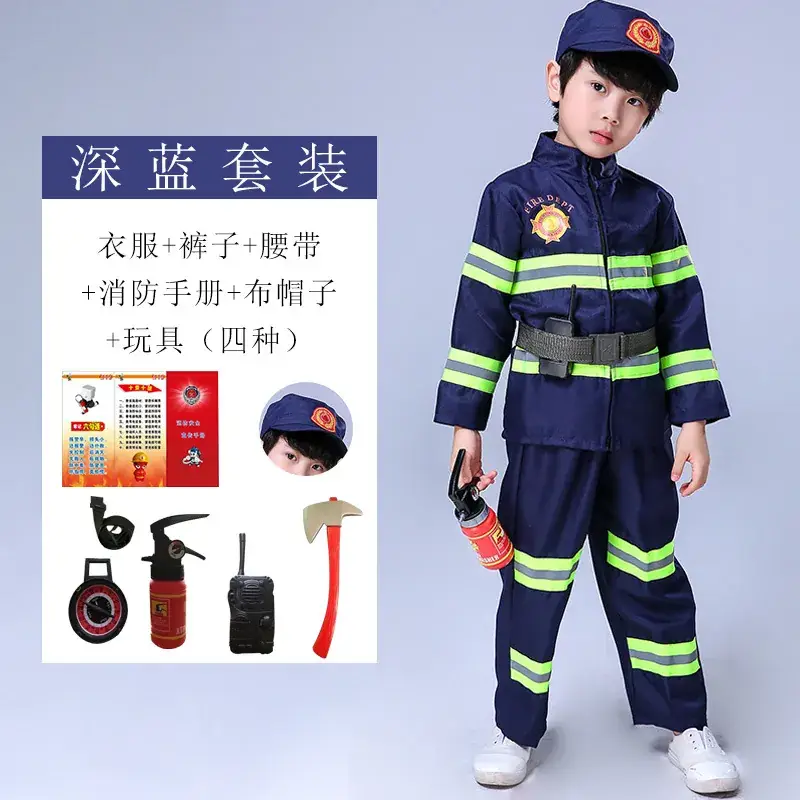 Kids Firefighter Suit Red Blue Performance Kids Clothing - Image 9