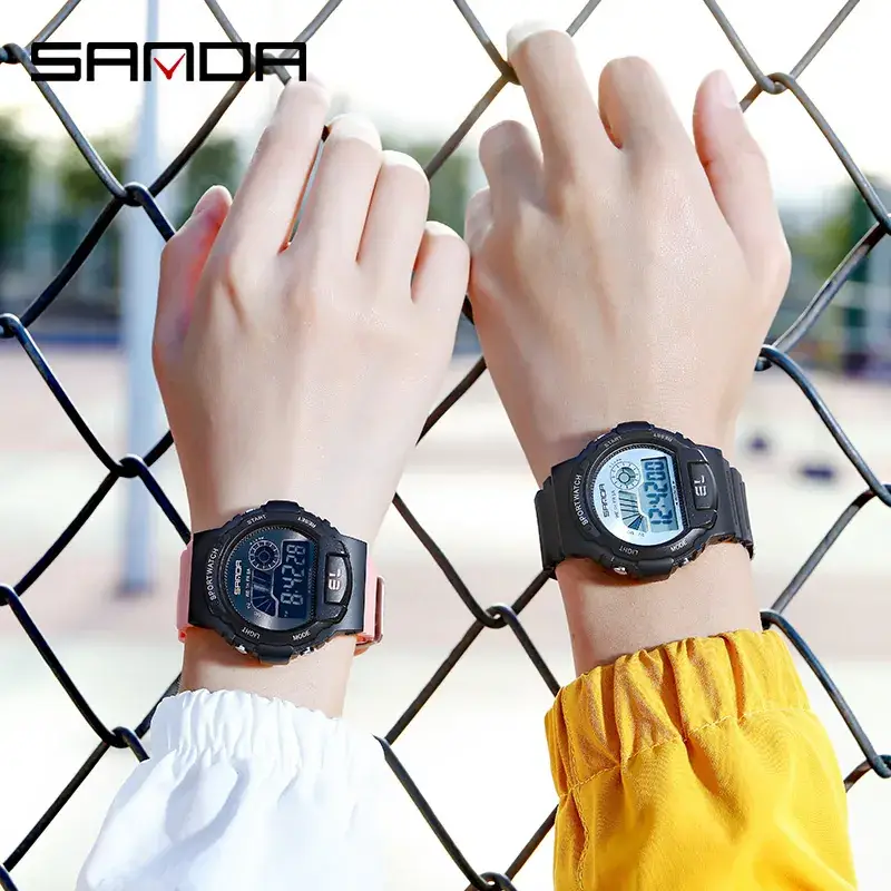 Sanda Multifunctional Waterproof Men's Watch White Gold Digital Display - Image 4