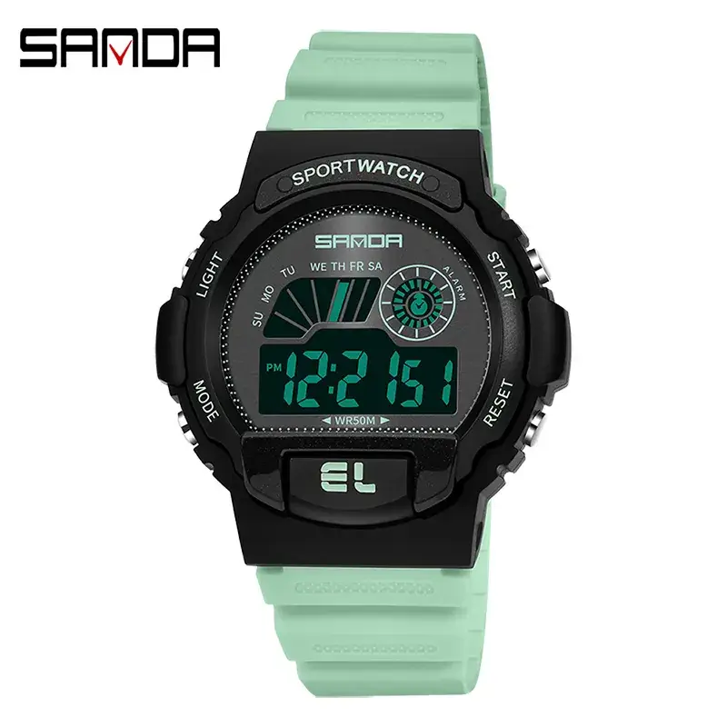 Sanda Multifunctional Waterproof Men's Watch White Gold Digital Display - Image 7