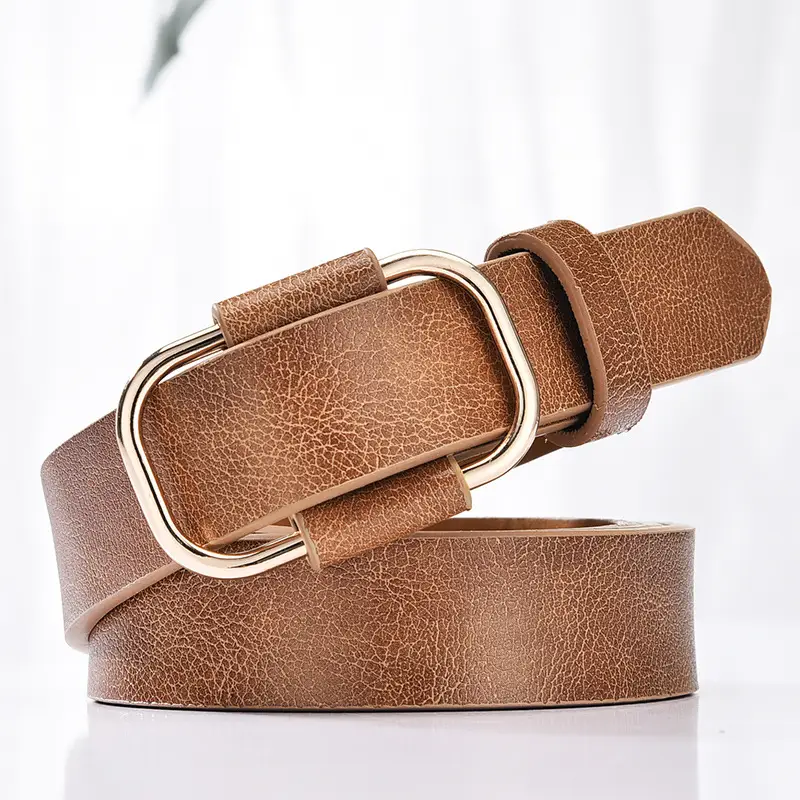 Women's Brown Leather Belt with Silver Buckle - Image 6