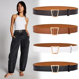 Women's Brown Leather Belt with Silver Buckle — feature 2