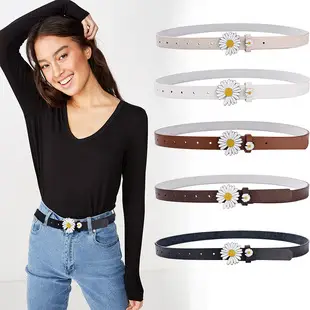 Women's Brown Leather Belt with Silver Buckle — feature 7