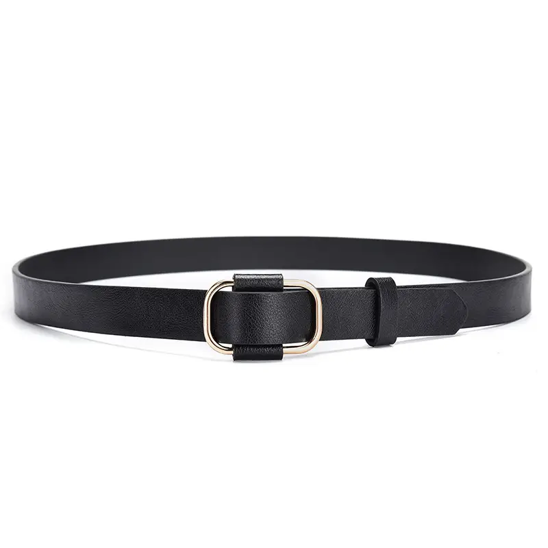 Women's Brown Leather Belt with Silver Buckle - Image 2