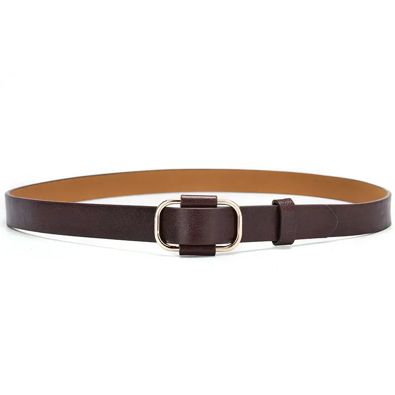 Women's Brown Leather Belt with Silver Buckle - Image 3