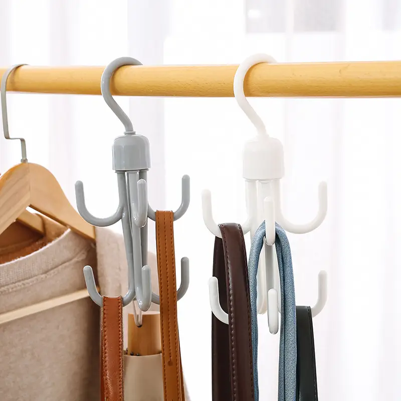 White 4-Crack Rotatable Coat Hat Hanger - Image 5