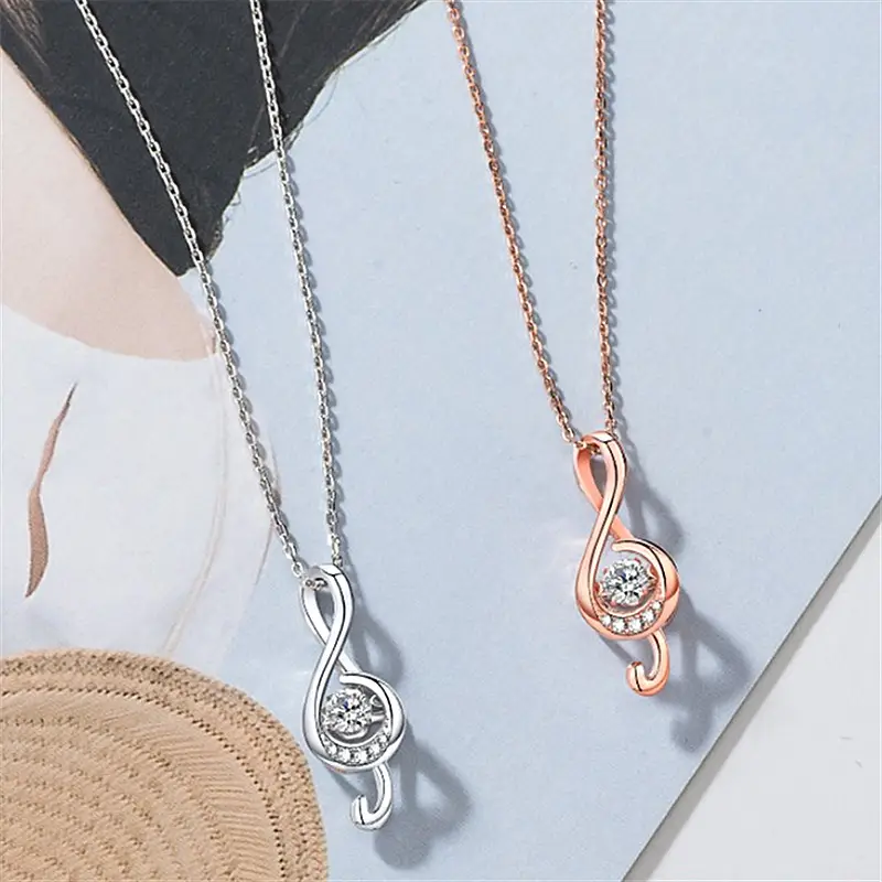 Korean Style Silver Diamond Heart Pendant Necklace — feature 12