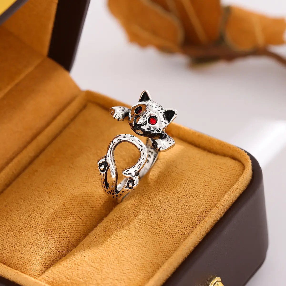 Lucky Cat Diamond Open Ring for Women - Image 3