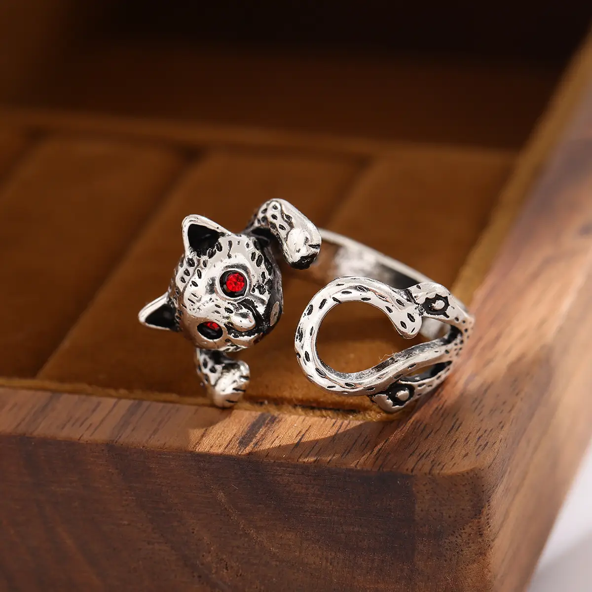 Lucky Cat Diamond Open Ring for Women - Image 4