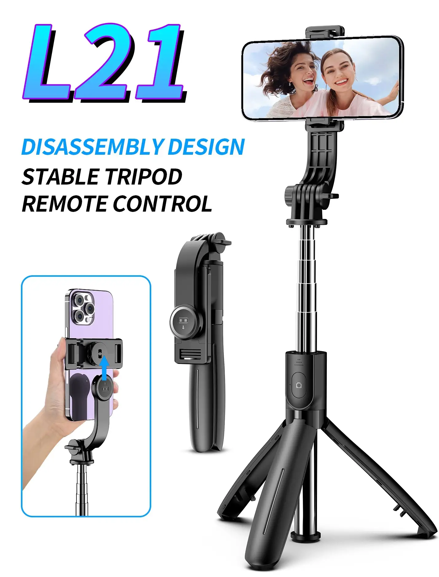 L13 Bluetooth Selfie Stick with 1110mm Tripod Stand - Image 8