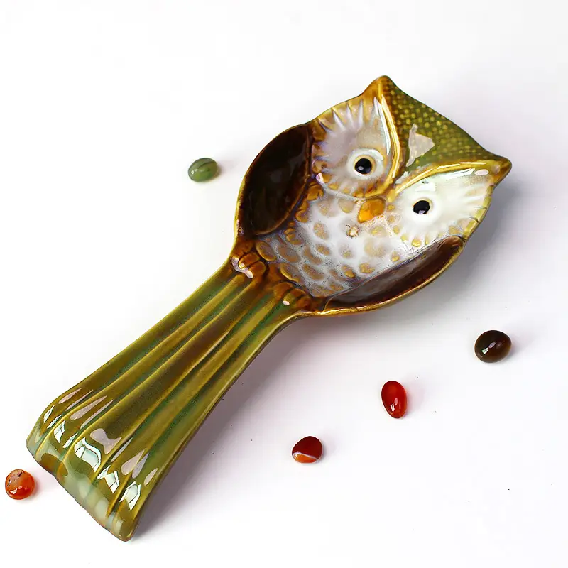 Owl Ceramic Soup Spoon Rack Ornament - Image 2
