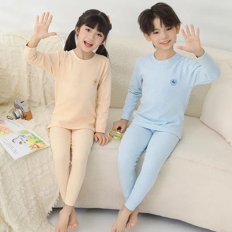 Girls Striped Cotton Pajama Set Autumn Winter Warm