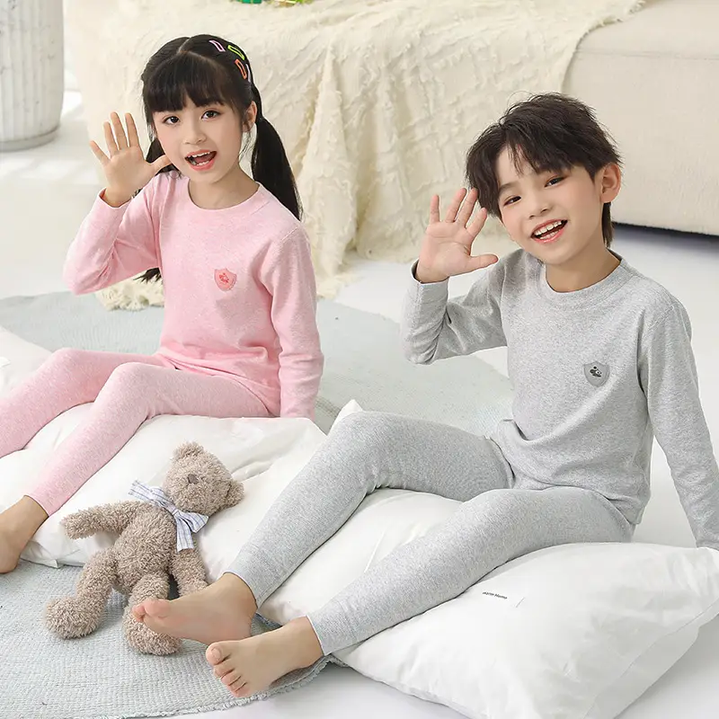 Girls Striped Cotton Pajama Set Autumn Winter Warm