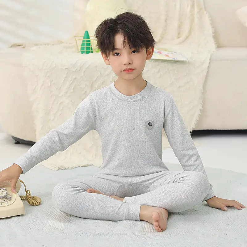 Girls Striped Cotton Pajama Set Autumn Winter Warm