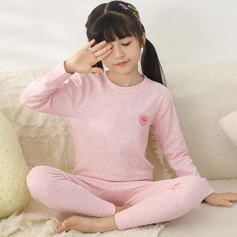Girls Striped Cotton Pajama Set Autumn Winter Warm