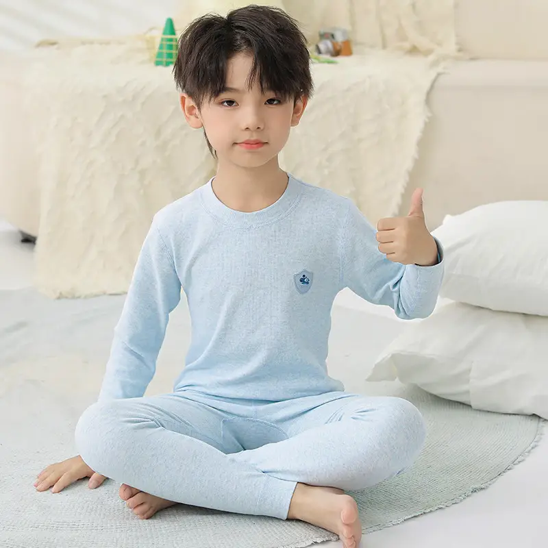Girls Striped Cotton Pajama Set Autumn Winter Warm