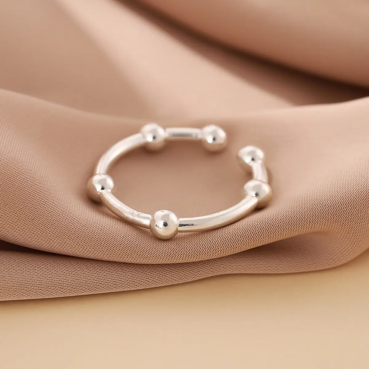Silver Open Bead Ring for Women - Image 2