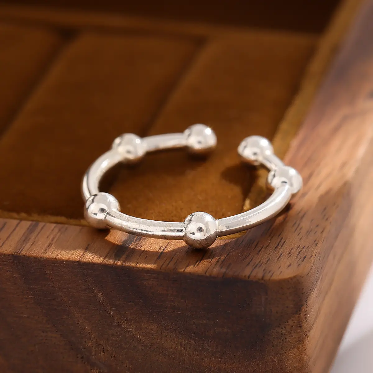 Silver Open Bead Ring for Women - Image 4