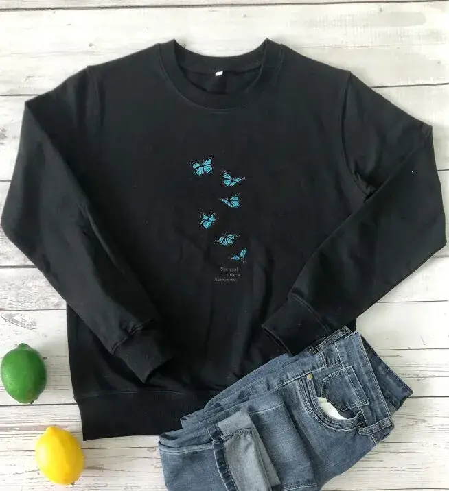 White Butterfly Printed Crewneck Vests for Women