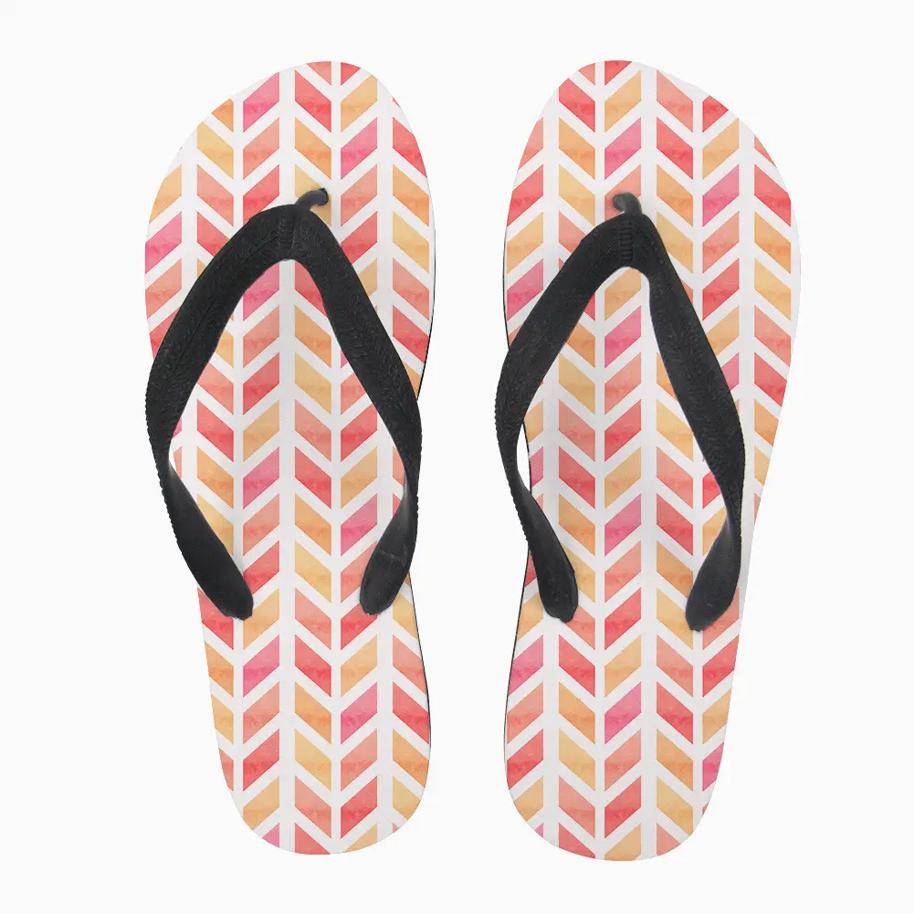 New Summer Floral Printed Flip Flops Geometric Design