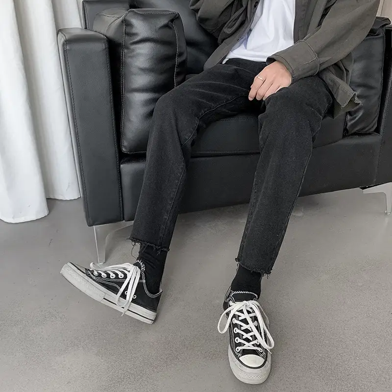 Men Denim Trousers Straight Leg Wide Leg Spring New Arrival - Image 4