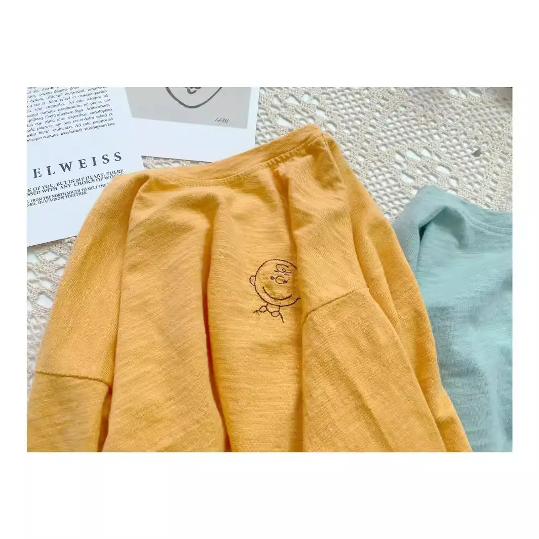 Spring Boys T-Shirt Long Sleeve Round Neck Embroidered Korean Style Loose Fit - Image 5