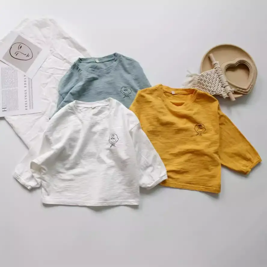 Spring Boys T-Shirt Long Sleeve Round Neck Embroidered Korean Style Loose Fit - Image 7