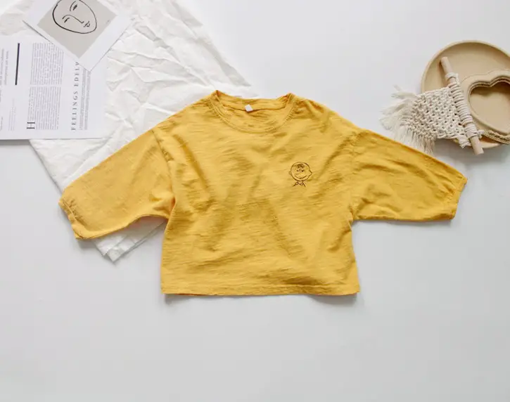 Spring Boys T-Shirt Long Sleeve Round Neck Embroidered Korean Style Loose Fit — feature 13