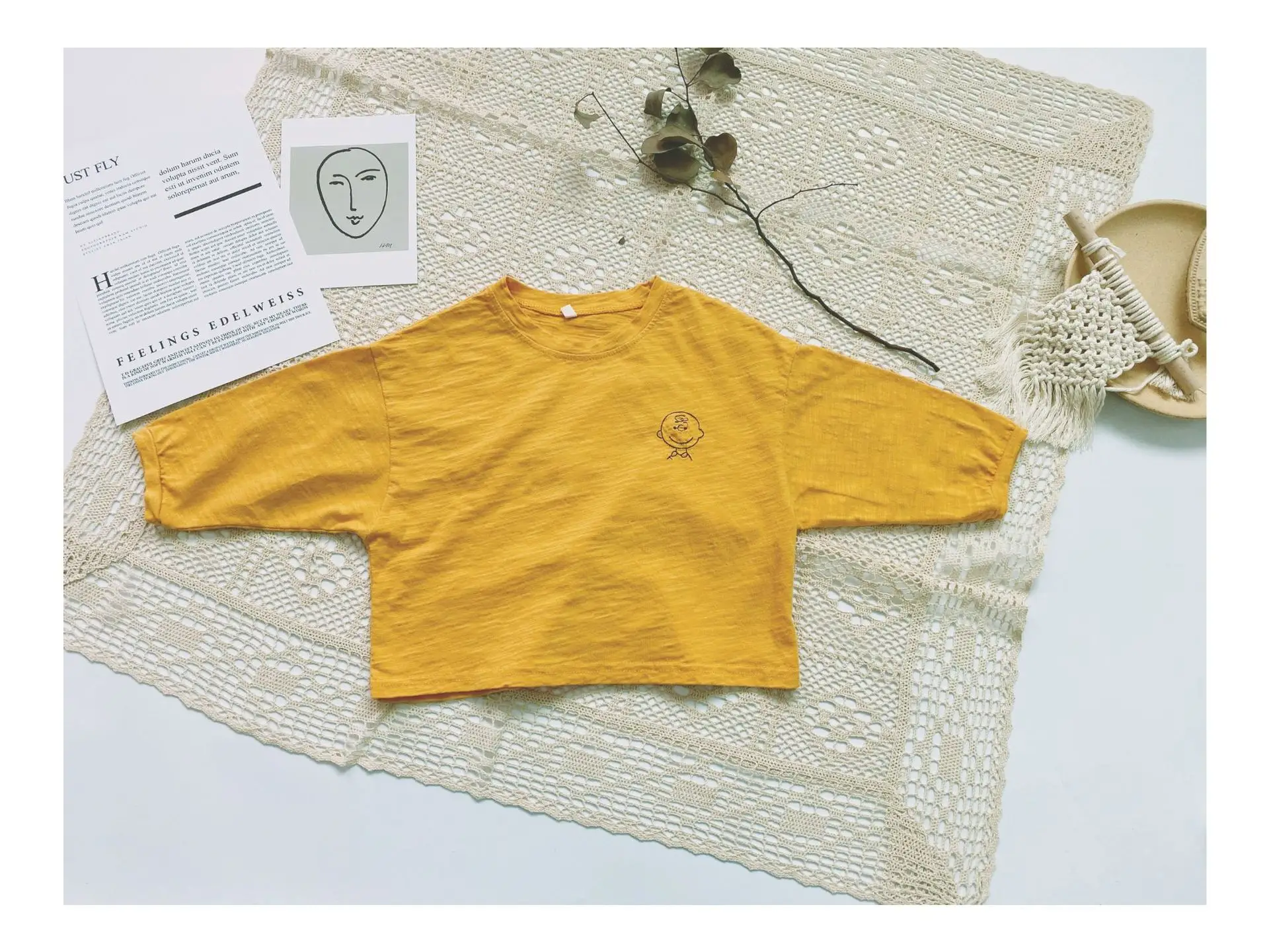 Spring Boys T-Shirt Long Sleeve Round Neck Embroidered Korean Style Loose Fit — feature 18