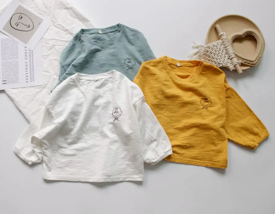 Spring Boys T-Shirt Long Sleeve Round Neck Embroidered Korean Style Loose Fit — feature 4