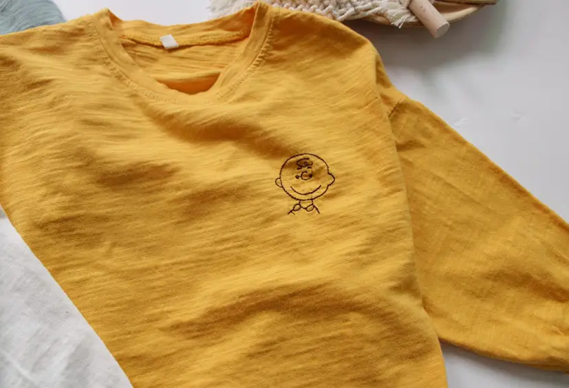Spring Boys T-Shirt Long Sleeve Round Neck Embroidered Korean Style Loose Fit — feature 8