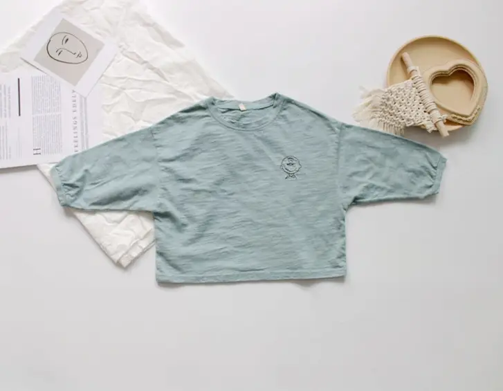 Spring Boys T-Shirt Long Sleeve Round Neck Embroidered Korean Style Loose Fit - Image 2