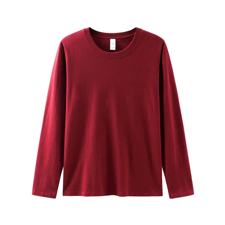 Women Long Sleeve Cotton T-Shirt Orange Round Neck - Image 6