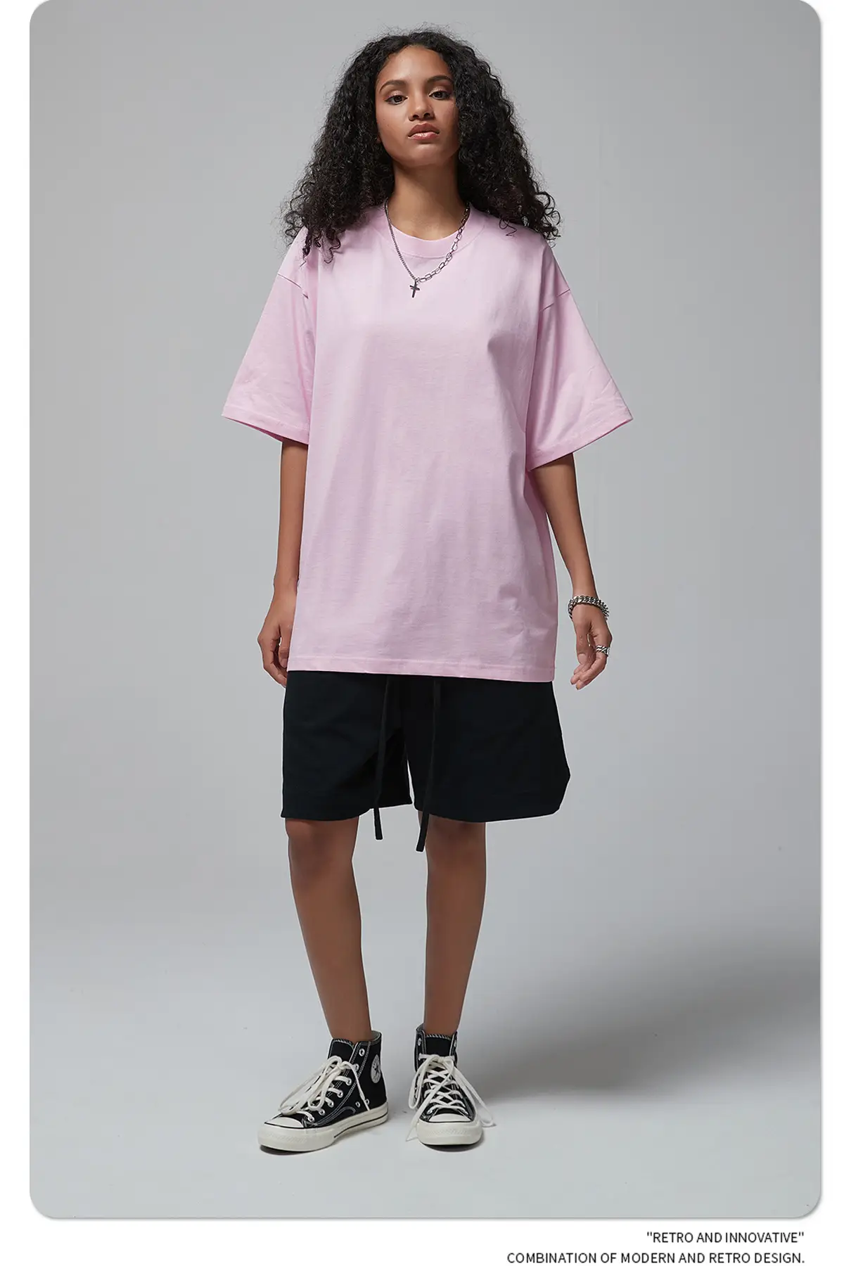 190g Cotton Loose Oversize Men T-Shirt Green — feature 10