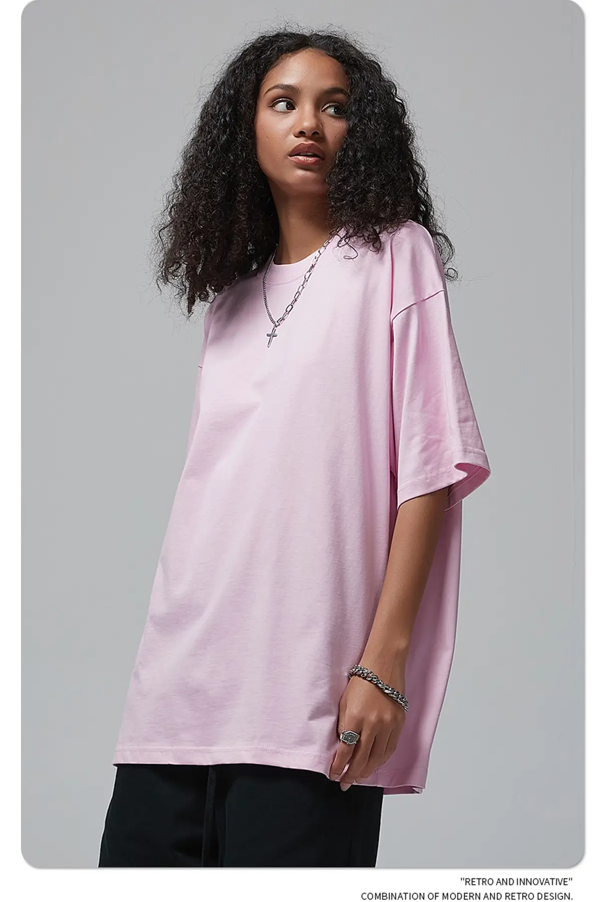 190g Cotton Loose Oversize Men T-Shirt Green — feature 11