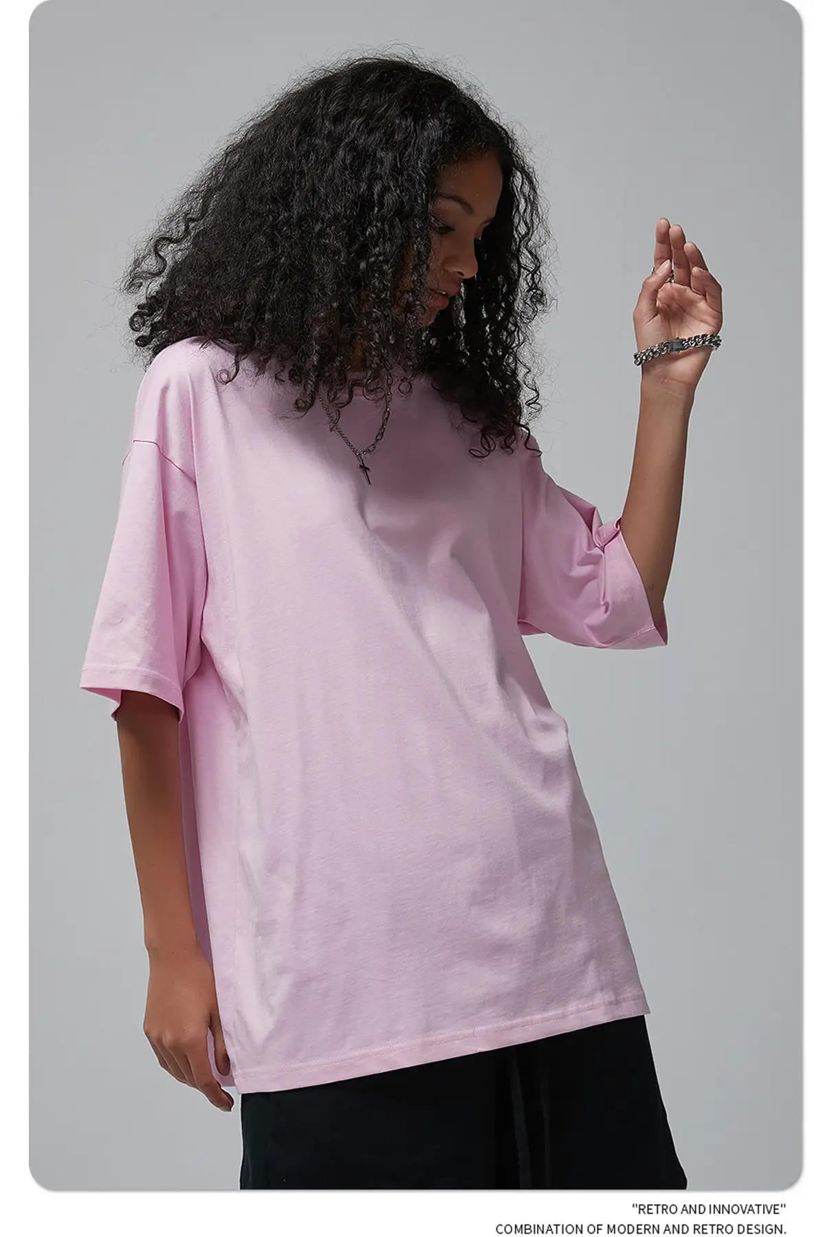 190g Cotton Loose Oversize Men T-Shirt Green — feature 12