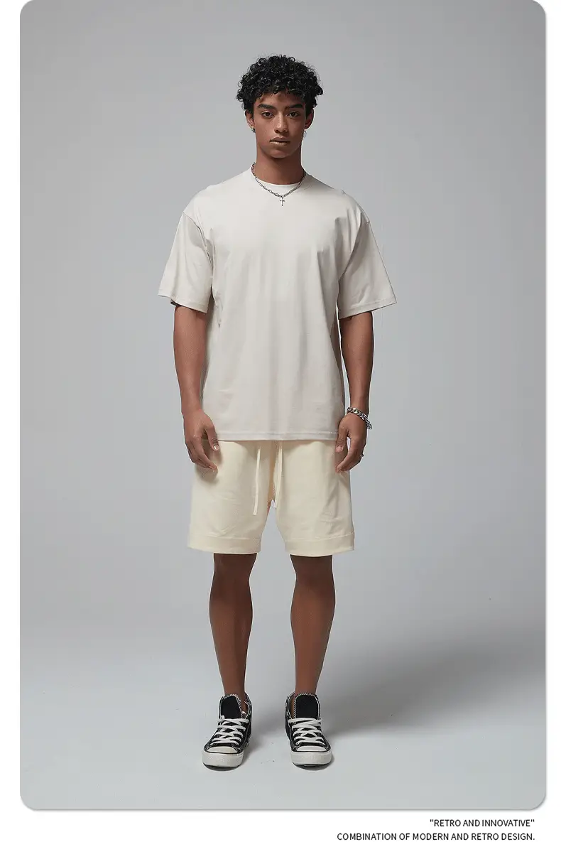 190g Cotton Loose Oversize Men T-Shirt Green — feature 13
