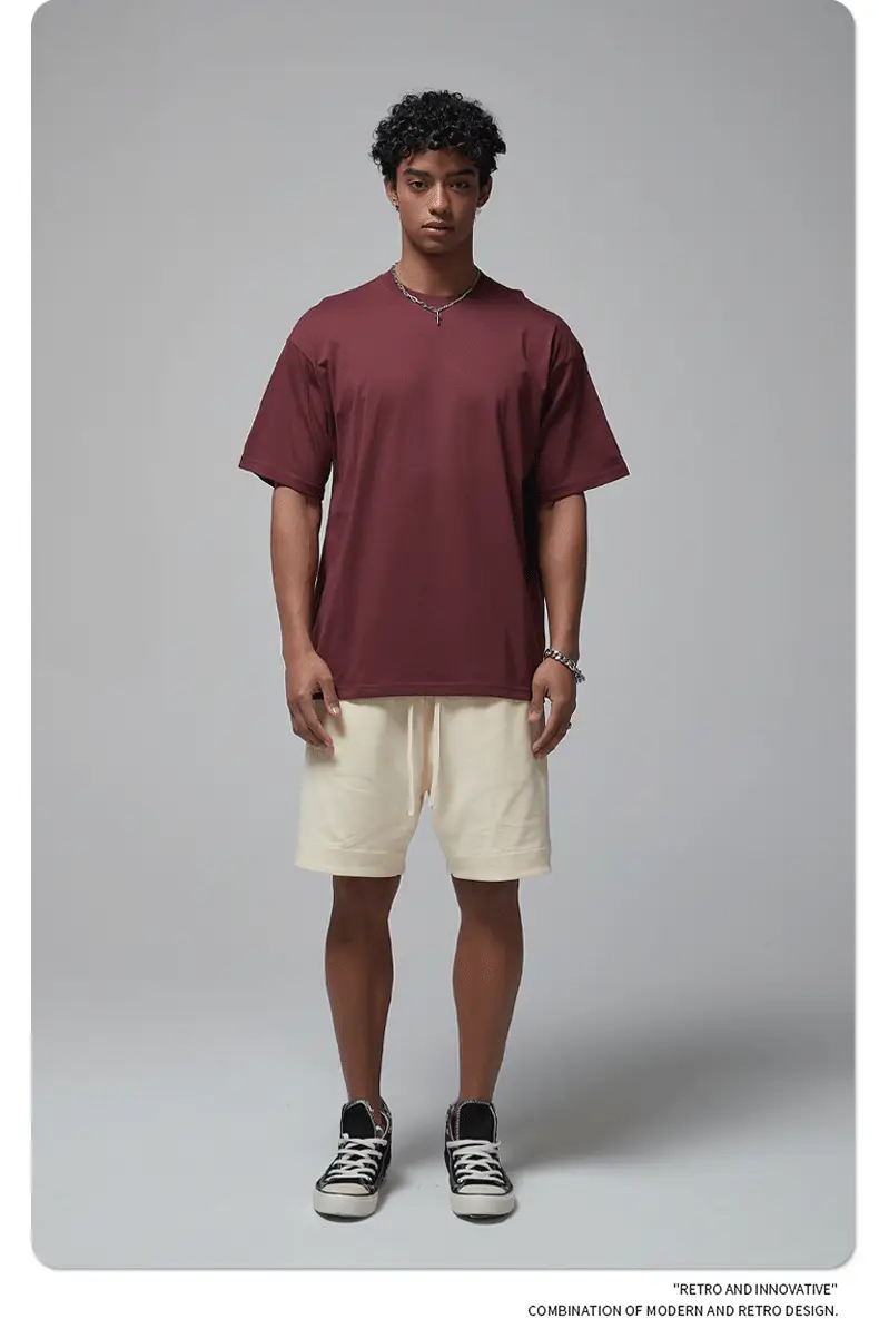 190g Cotton Loose Oversize Men T-Shirt Green — feature 20